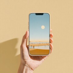 Aufkleber - Modern Tech and Digital Art Fusion NFT Display on Smartphone with Minimalist Physical Artwork Background for Creative E-commerce Branding