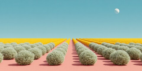 Poster - Drought-Resistant Crop Varieties Growing in Neat Rows on Expansive Farmland Under Clear Sky Agricultural Innovation for Climate Adaptation and Food Security Solutions