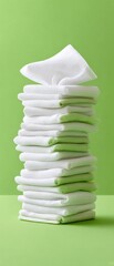 Poster - Minimalist Stack of Homemade Cloth Napkins in Eco-Friendly Studio Setting Highlighting Sustainable Anti-Consumerism Lifestyle and Zero Waste Trend