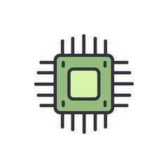 Poster - Stylized Microchip With Visible Pins For Digital Technology Concepts