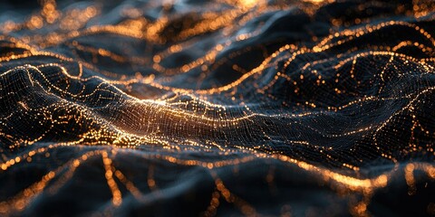 Poster - A visually striking image of a machine learning model analyzing large datasets, with glowing lines representing data points and connections.