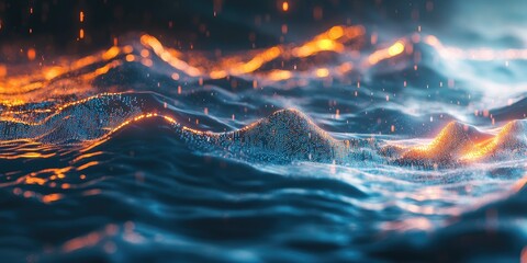 Poster - An abstract visual of the digital landscape transforming with futuristic technology symbols and flowing data, showcasing progress in digital transformation.