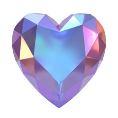 Aufkleber - Iridescent heart shaped gemstone close up isolated on transparent background