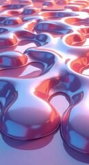 Poster - Abstract Metallic Surface with Interconnected Shapes and Soft Pink and Blue Lighting