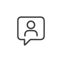 Leinwandbilder - Simple outline of a person's profile inside a speech bubble, representing communication.