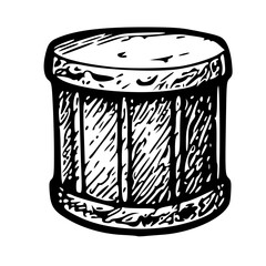 Poster - Handdrawn Detailed African Drum Musical Instrument Percussion Black and White