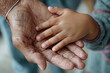 © Anastasiia Havelia - close-up photo of grandmothers hand resting on granddaughters palm, wrinkled skin and contrast of generations,