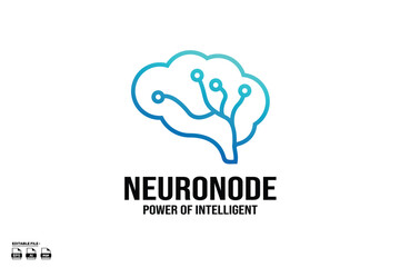 Poster - brain technology gradient logo design