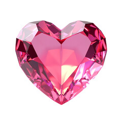 Poster - A pink heart shaped gemstone with facets isolated on transparent background