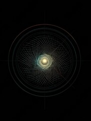Poster - Tension Lines Create Dynamic Patterns Around Glowing Orb in Dark Background