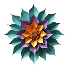 Aufkleber - A colorful paper flower with layers of petals on isolated on transparent background