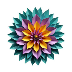Aufkleber - A colorful paper flower with layered petals isolated on transparent background