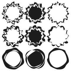 Poster - Gear circle icons. Rough outline symbols. Vector mechanical elements. Monochrome abstract shapes.