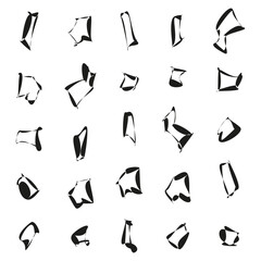 Poster - Abstract shape set. Graphic distorted symbol. Experimental form vector. Irregular black element.