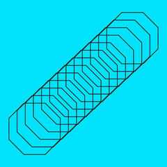 Poster - Spiral shape vector. Optical illusion design. Geometric line figure. Cyan background concept.