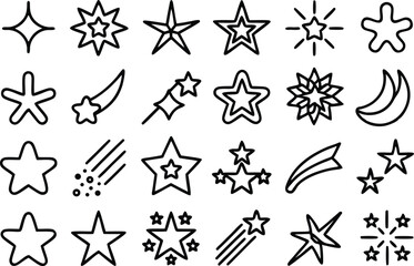 Leinwandbilder - Shooting star icon grid outline icon set a collection of star icons isolated on transparent background