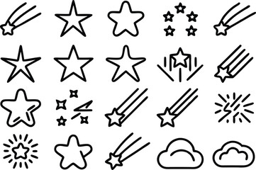 Leinwandbilder - Shooting star icon grid outline icon set featuring a single shooting star design isolated on transparent background