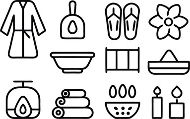 Leinwandbilder - Spa essentials flat icon set featuring various spa treatment icons isolated on transparent background