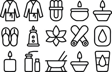Leinwandbilder - Spa essentials flat icon set featuring various spa treatment icons isolated on transparent background