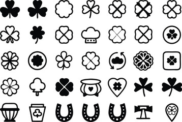 Leinwandbilder - St patricks day calendar icon set a single high quality design featuring shamrocks leprechauns and holiday symbols