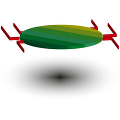 Poster - Green oval shape. Red arrow elements. Vector motion form. White background shadow.