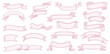 © wonder - Pink ribbon banners collection. Big ribbons set. Ribbons collection isolated on white background.