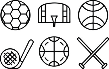Leinwandbilder - Outline icon set of team sports graphics for web and app design projects