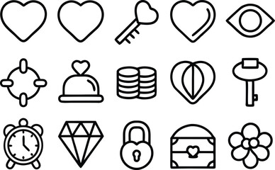 Leinwandbilder - Solid filled icon set depicting treasure chamber objects for design projects