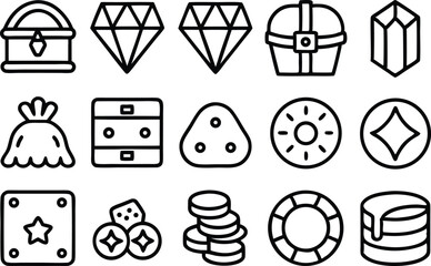 Leinwandbilder - Solid filled treasure chamber icons design set for digital use