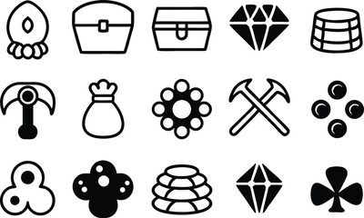 Leinwandbilder - Solid filled treasure chamber icons design set for digital applications