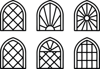 Leinwandbilder - Outline trellis design icons a single icon set for architectural gardening or fence designs