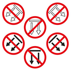 Poster - Prohibition icons set. Vector red circles. Forbidden black items. Abstract warning signs.