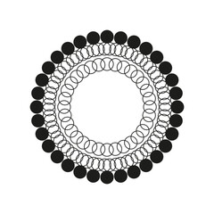 Poster - Beaded circle icon. Round ornament vector. Black white pattern. Abstract decorative form.