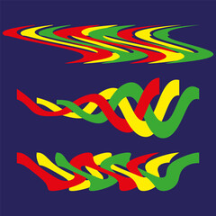 Poster - Wavy colorful lines. Abstract fluid stripes. Red yellow green elements. Vector modern illustration.