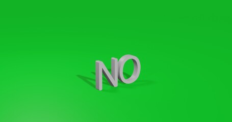 Poster - Isolated realistic white no symbol front view with shadow. 3d illustration on green chroma key background
