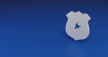 Poster - Isolated realistic white police badge symbol with shadow. Located on the right side of the scene. 3d illustration on transparent background
