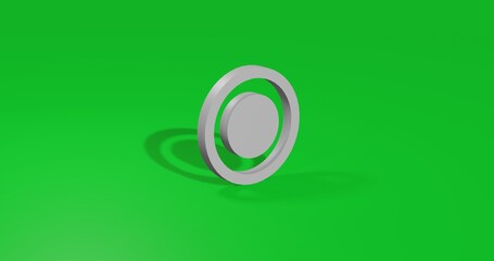 Poster - Isolated realistic white radio button symbol front view with shadow. 3d illustration on green chroma key background
