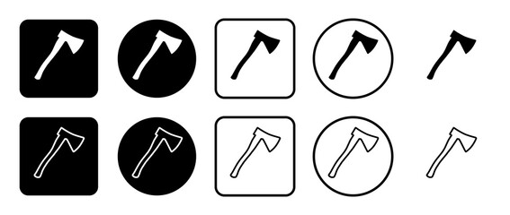 Poster - Icon set of ax symbol. Filled, outline, black and white icons set, flat style.  Illustration on transparent background