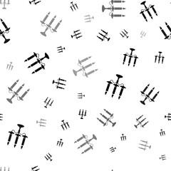 Poster - Seamless vector pattern with candlestick with candles symbols, creating a creative monochrome background with rotated elements. Illustration on transparent background