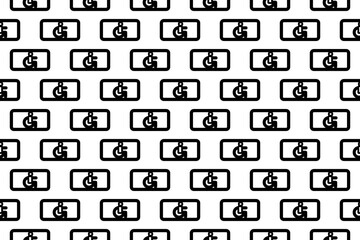 Poster - Seamless pattern completely filled with outlines of disabled road signs. Elements are evenly spaced. Illustration on transparent background