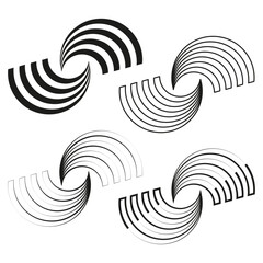 Poster - Spiral arc icon. Curved segment shape. Abstract symmetry figure. Vector motion form.