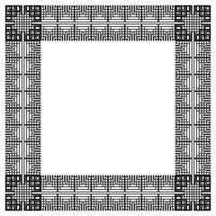 Poster - Textured square frame. Abstract vector border. Geometric pattern element. Decorative fabric design.