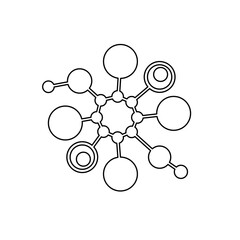 Poster - A large black outline molecule symbol on the center. Illustration on transparent background