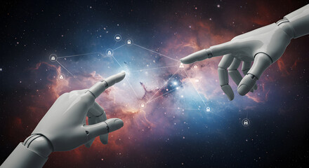 Poster - Artificial Intelligence: Connecting Robot Hands in a Cosmic Digital Landscape