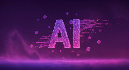 Poster - Abstract AI Design With Purple and Pink Colors in Digital Art Representation