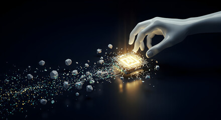 Poster - Conceptual illustration of artificial intelligence and human interaction with the technology