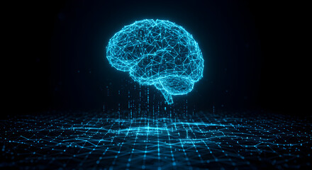 Poster - Futuristic Glowing Brain Depicting Artificial Intelligence and Neural Networks