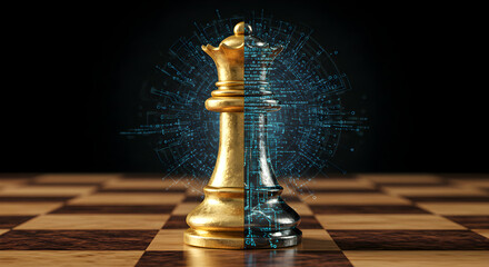 Poster - Chess Queen Digital Transformation Concept, Strategy, Technology, and Business Innovation