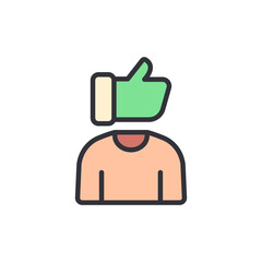Poster - Concept Illustration Of A Person With A Thumbs Up Gesture Instead Of Head