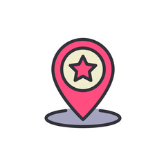 Poster - Illustrative Location Icon Featuring A Centered Star Emblem Design